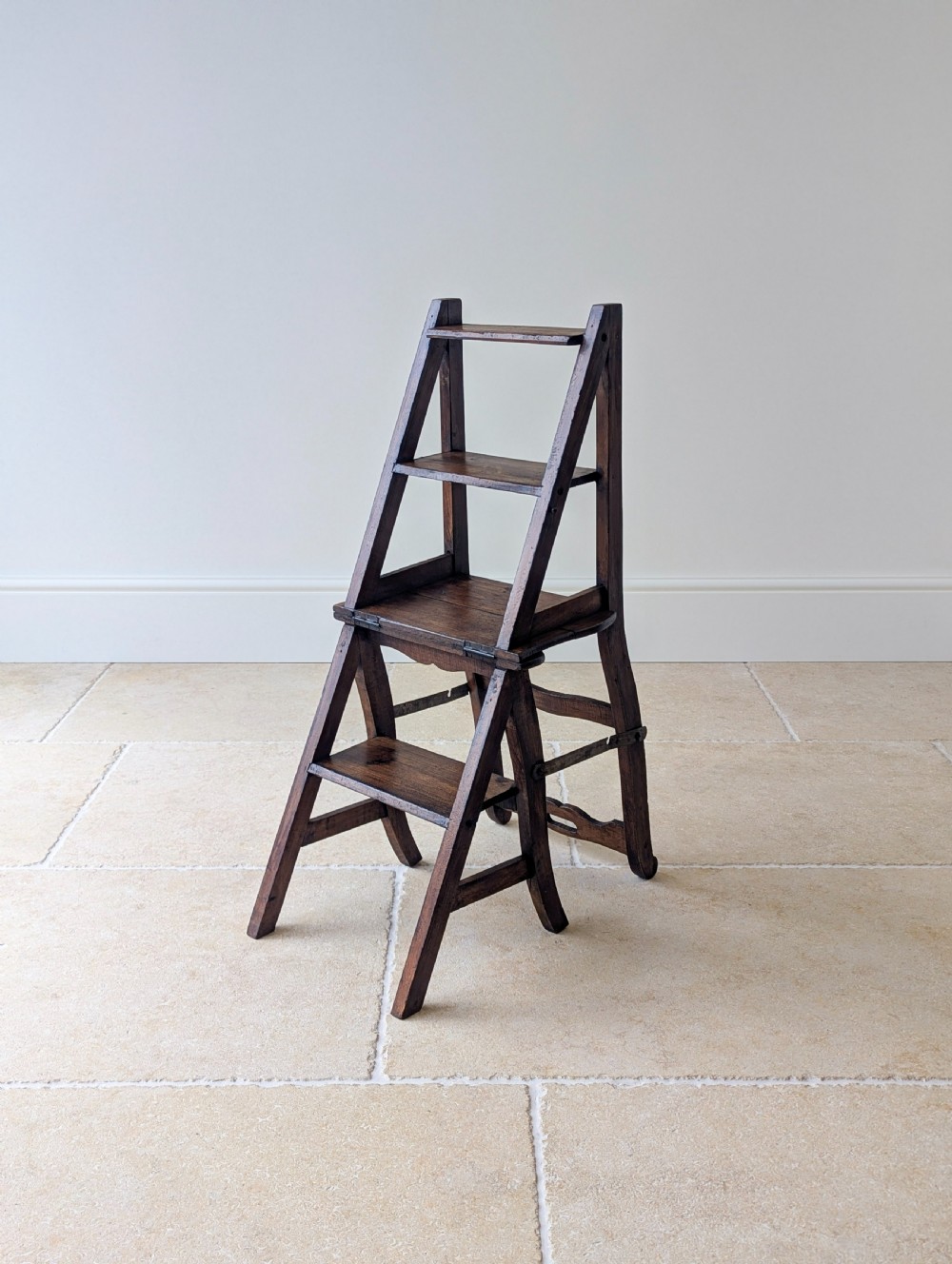 Antique Victorian Oak Metamorphic Library Chair / Steps c.1895 View XIII