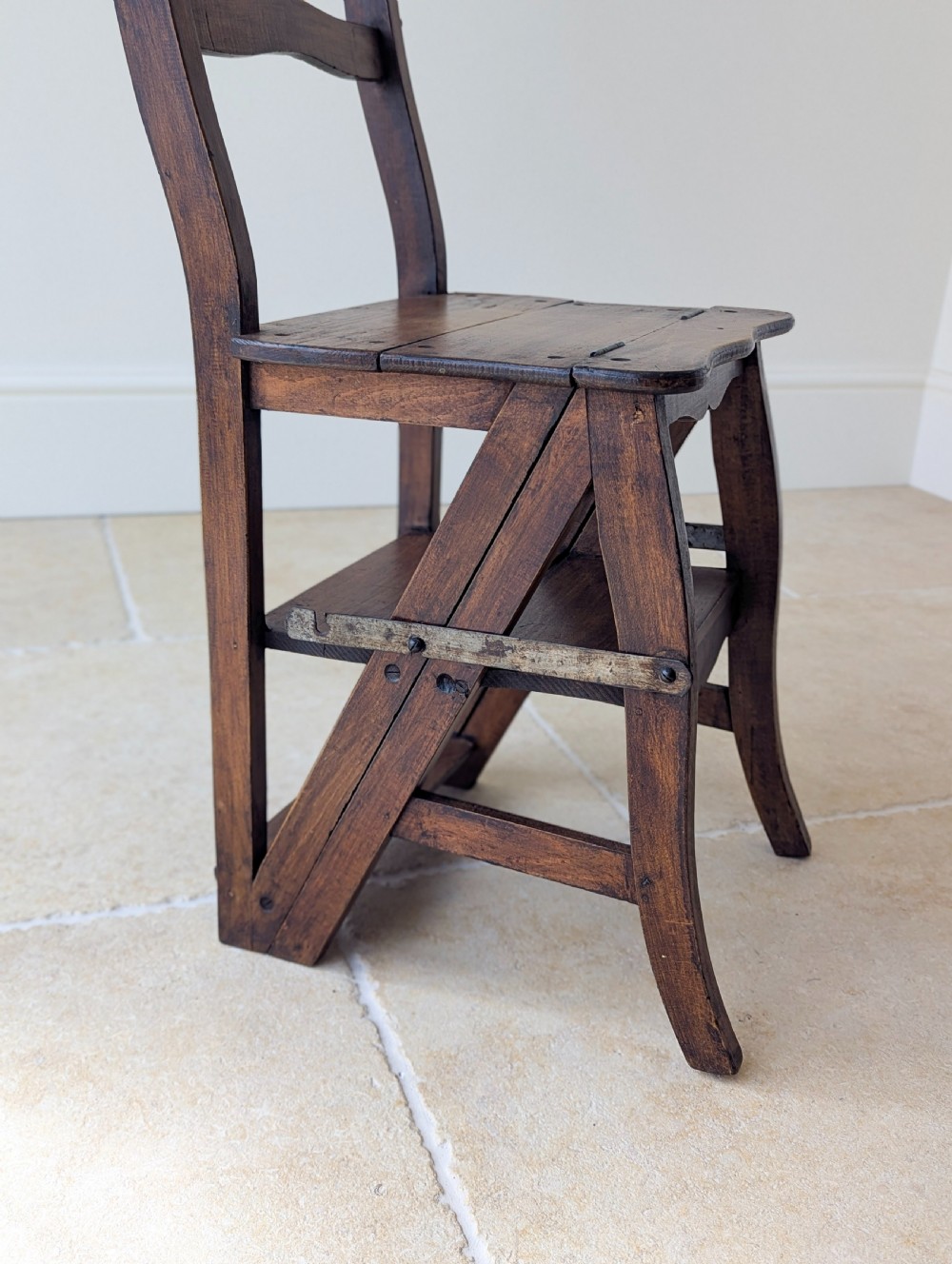 Antique Victorian Oak Metamorphic Library Chair / Steps c.1895 View XVI