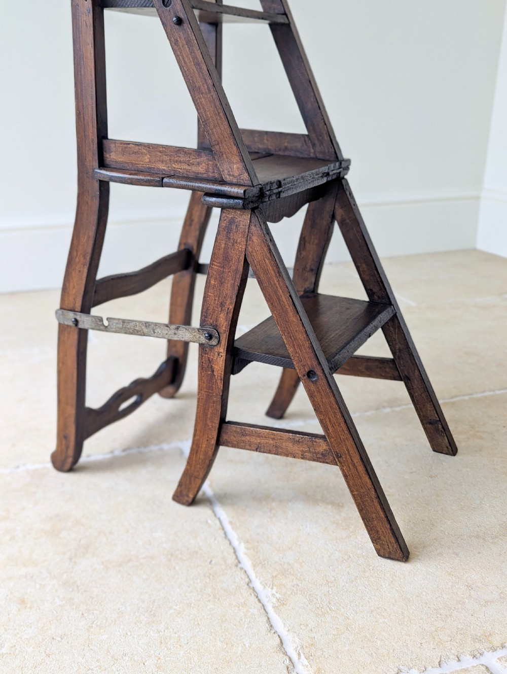 Antique Victorian Oak Metamorphic Library Chair / Steps c.1895 View XVII