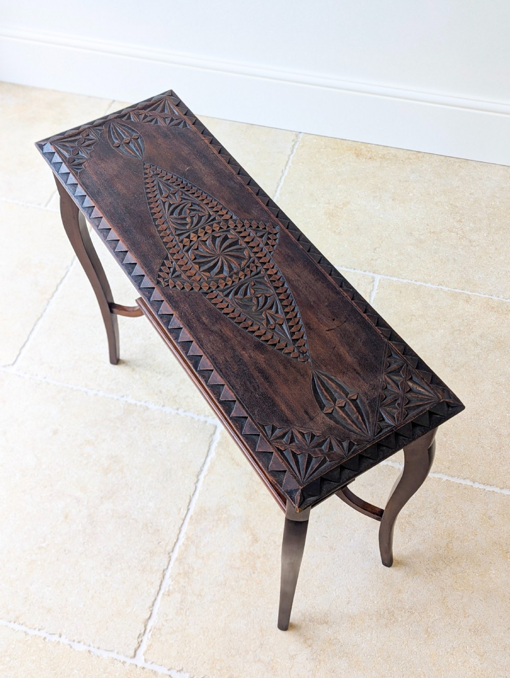 Antique Carved Oak Side Table c.1900 View II