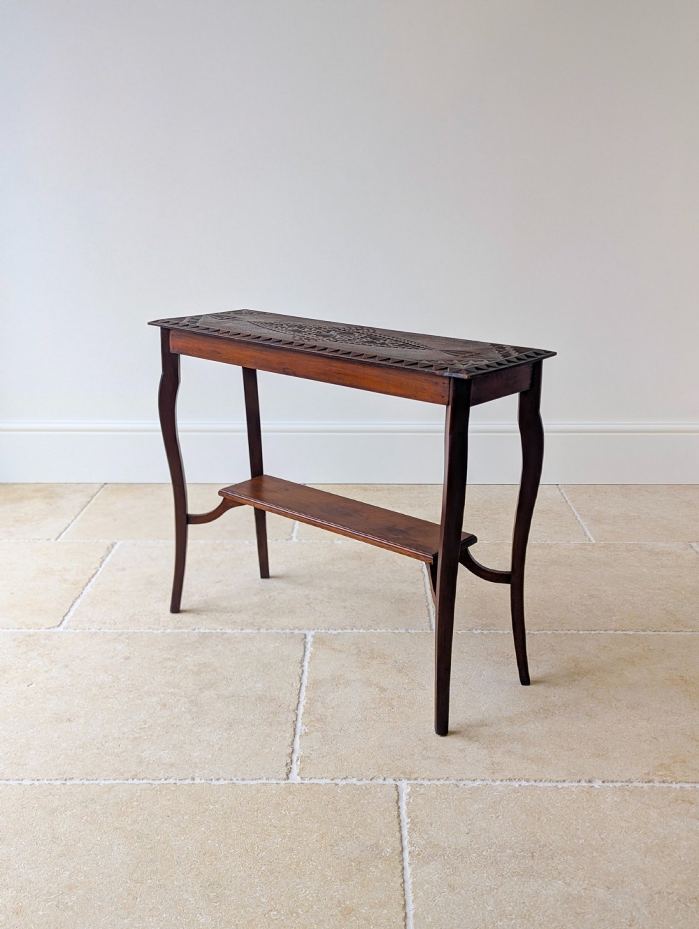 Antique Carved Oak Side Table c.1900 View III
