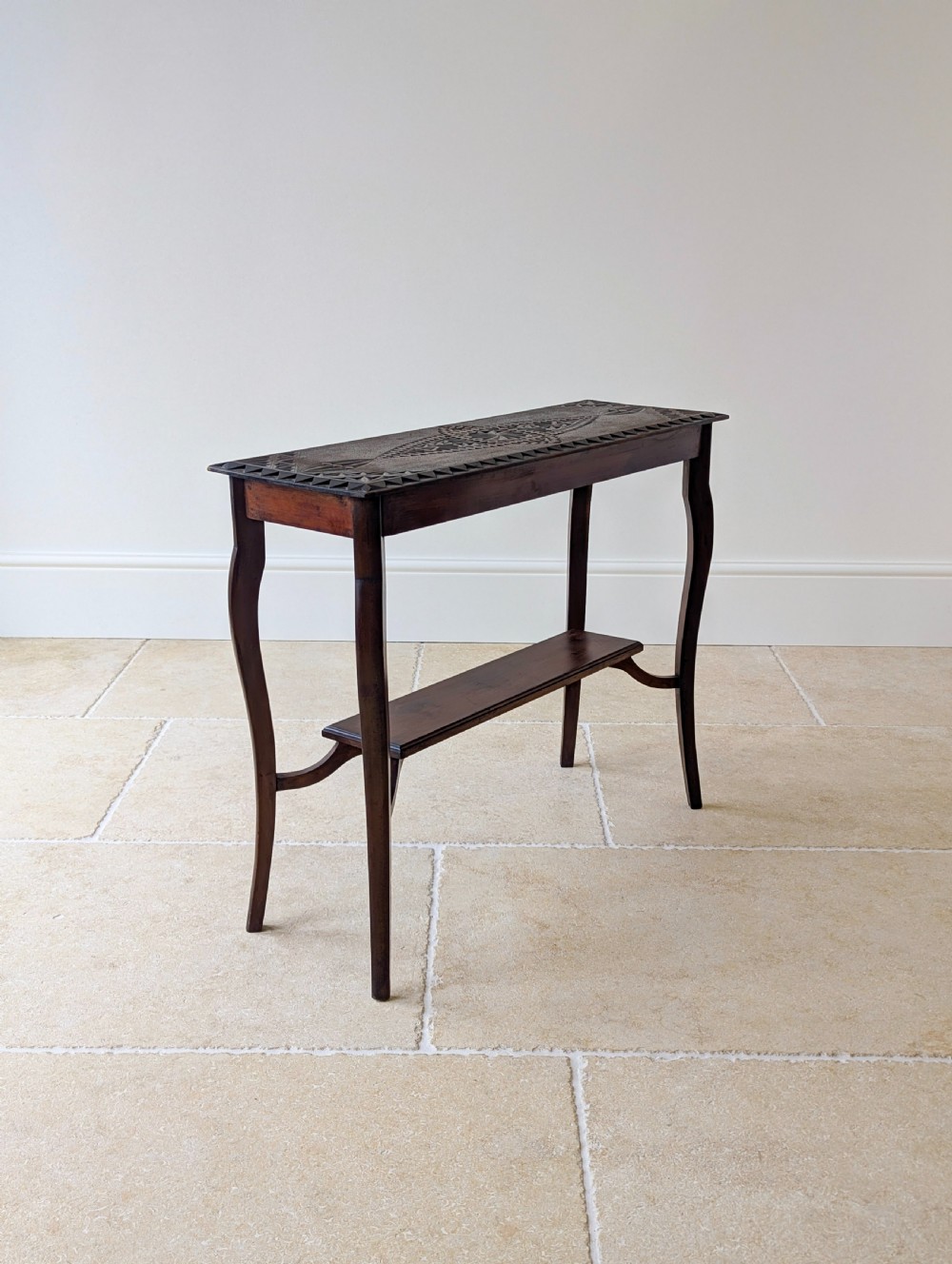 Antique Carved Oak Side Table c.1900 View IV