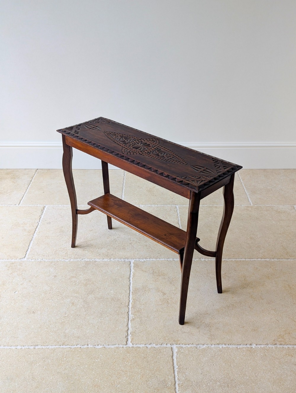 Antique Carved Oak Side Table c.1900 View VI