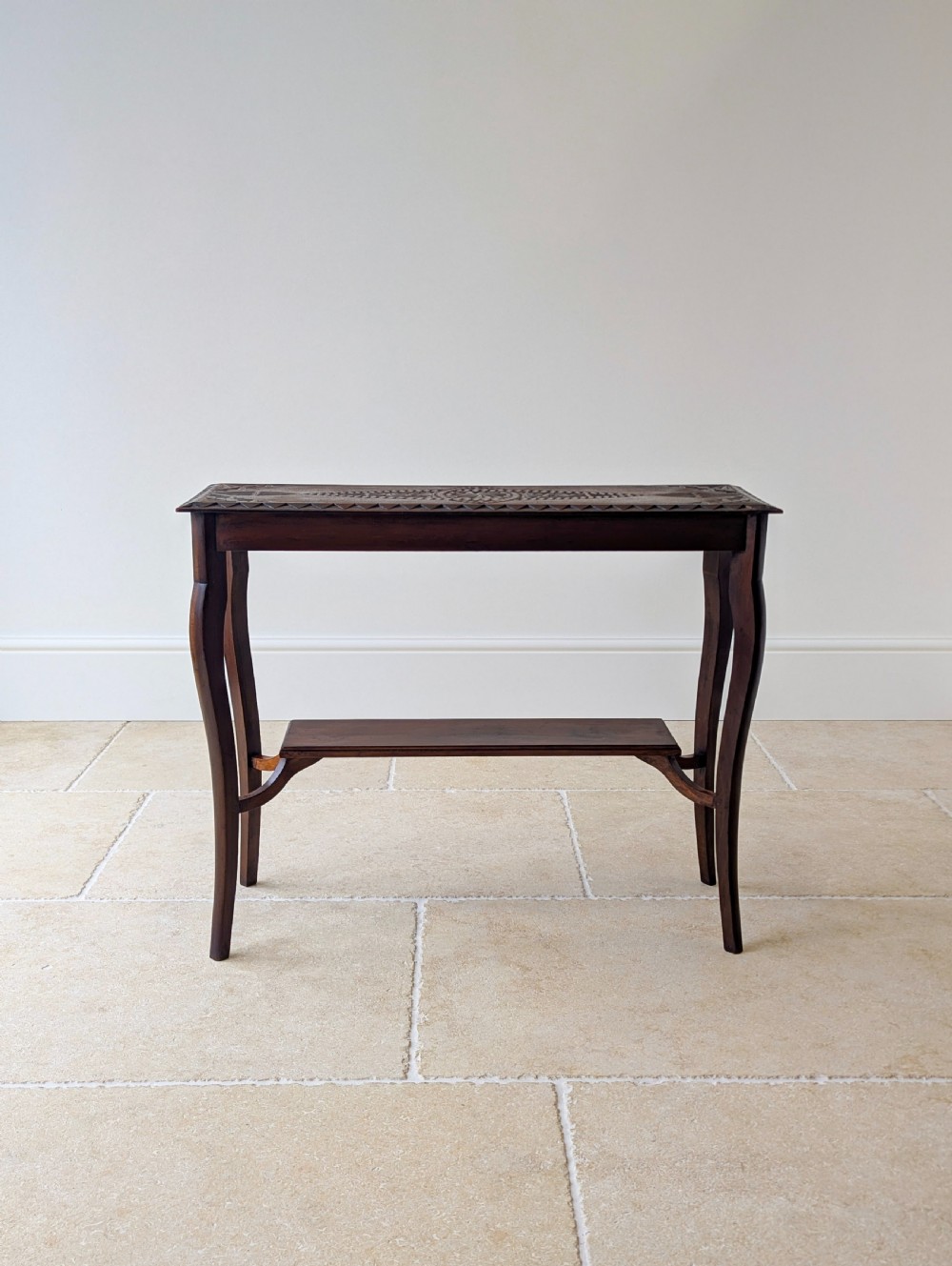 Antique Carved Oak Side Table c.1900 View VIII