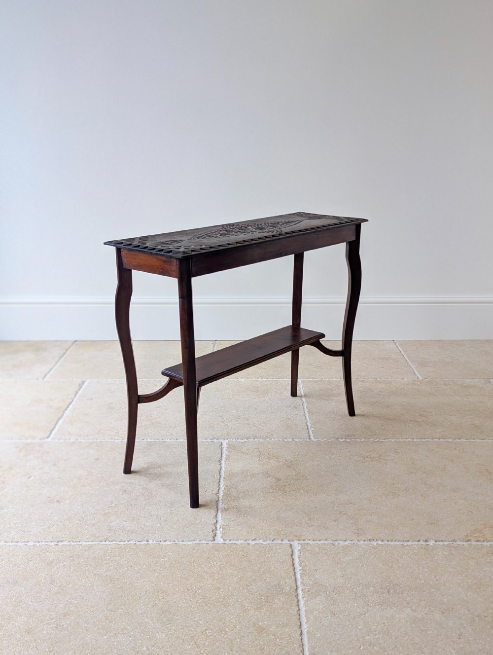 Antique Carved Oak Side Table c.1900 View XII