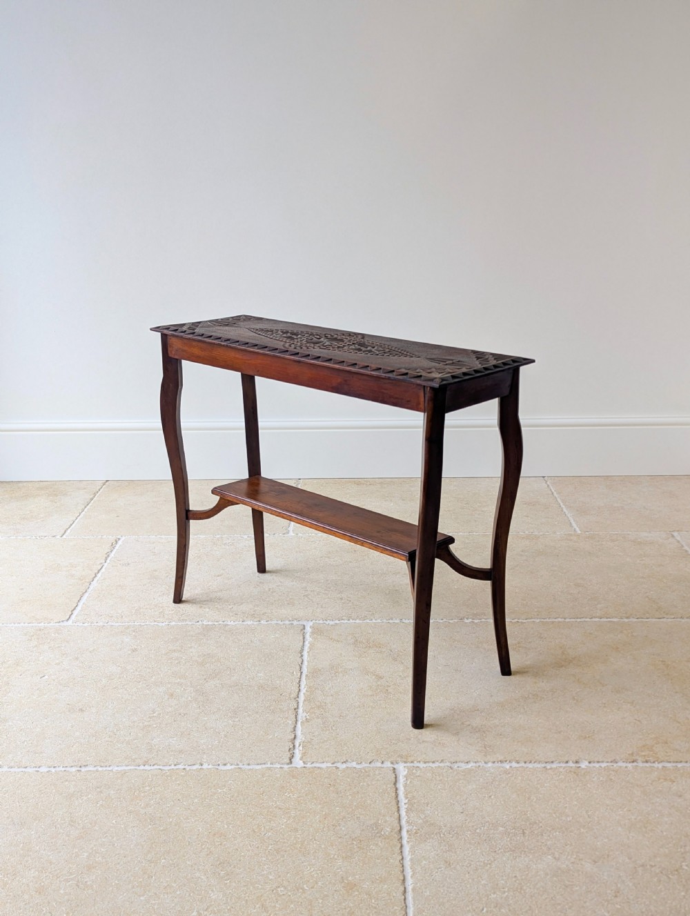 Antique Carved Oak Side Table c.1900 View XIII