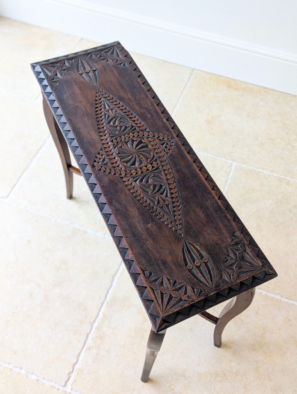 Antique Carved Oak Side Table c.1900 View XIV