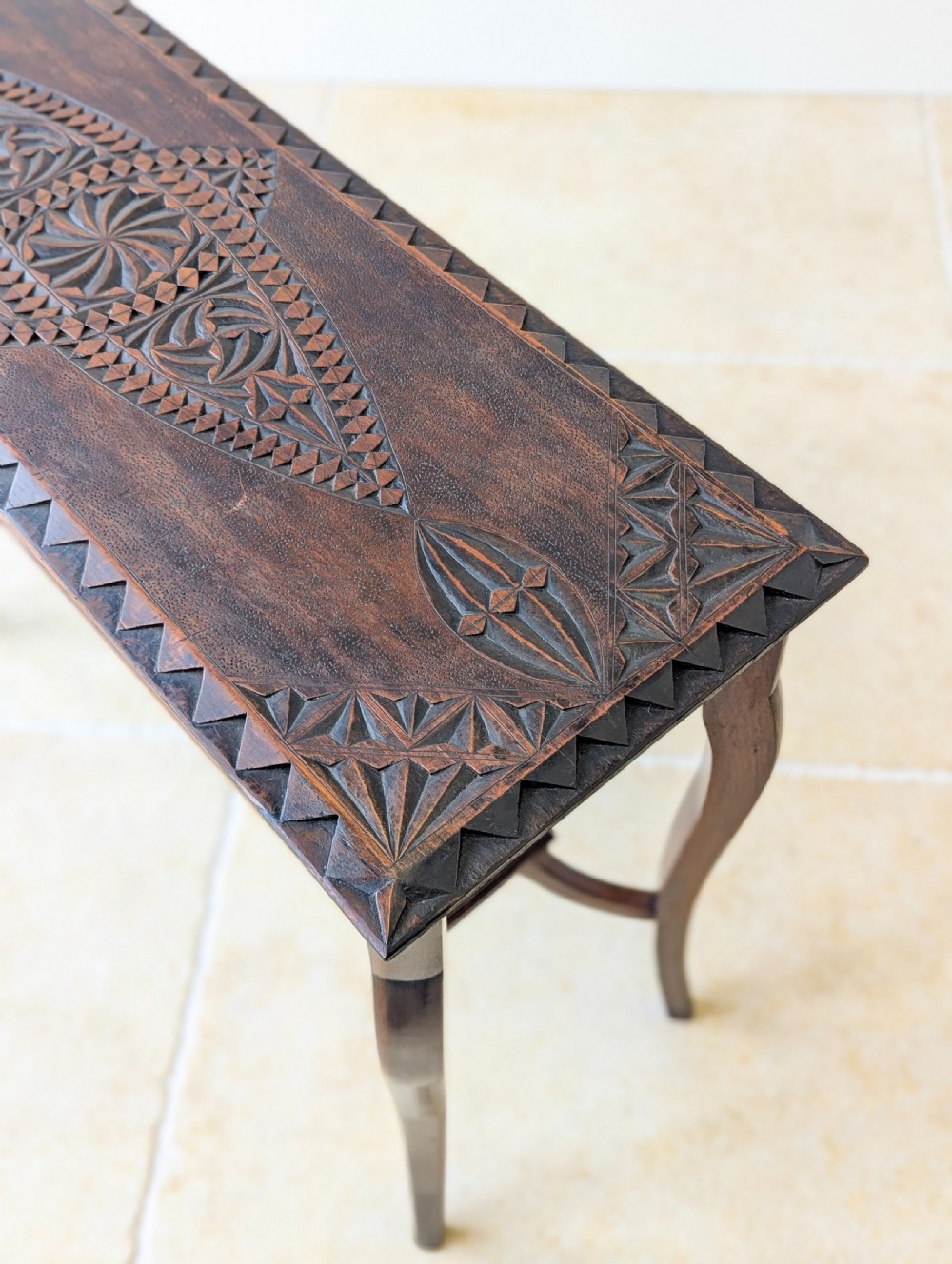 Antique Carved Oak Side Table c.1900 View XVI