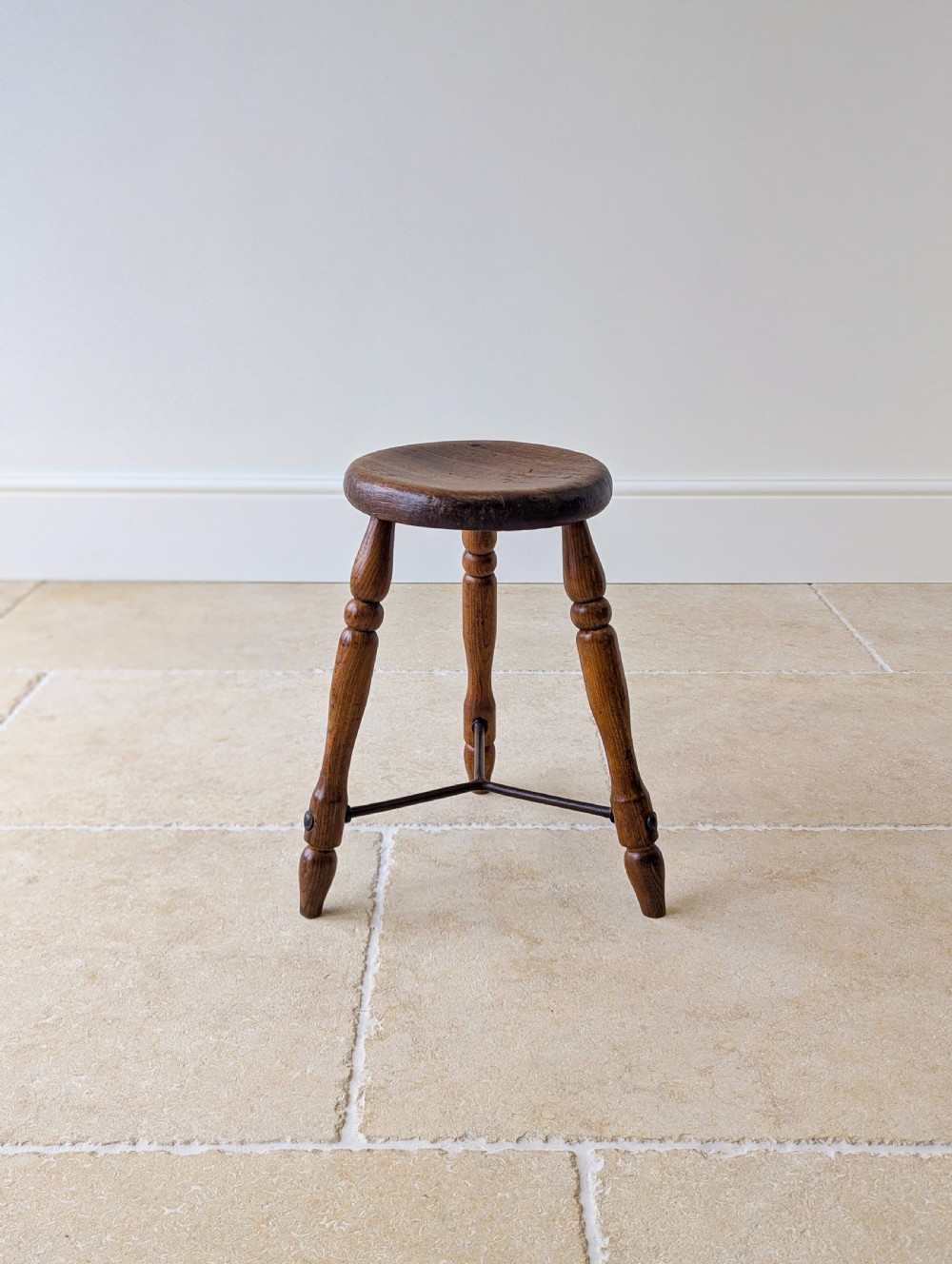 Antique Victorian Oak Three-Legged Country Stool c.1880