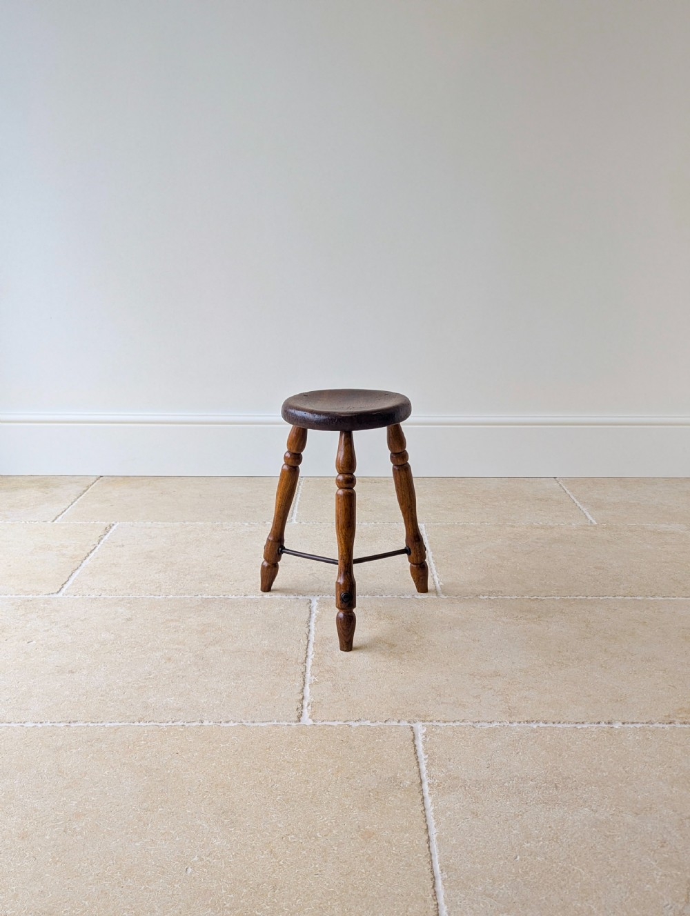 Antique Victorian Oak Three-Legged Country Stool c.1880 View II