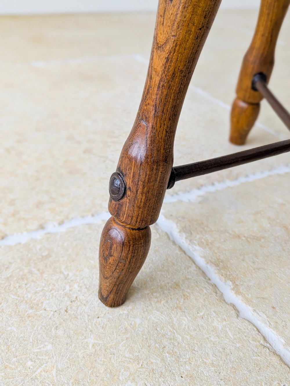 Antique Victorian Oak Three-Legged Country Stool c.1880 View V