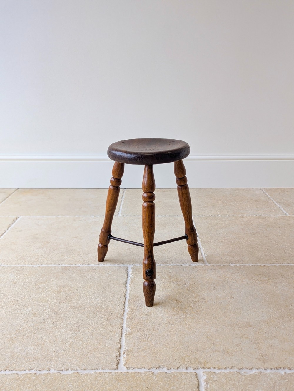 Antique Victorian Oak Three-Legged Country Stool c.1880 View VI