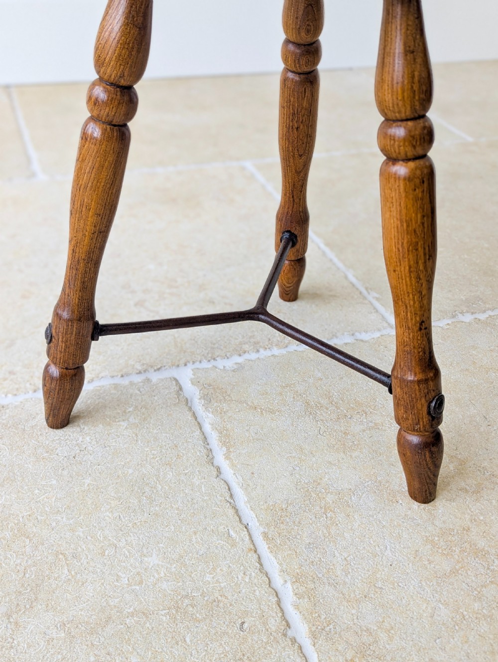 Antique Victorian Oak Three-Legged Country Stool c.1880 View VII