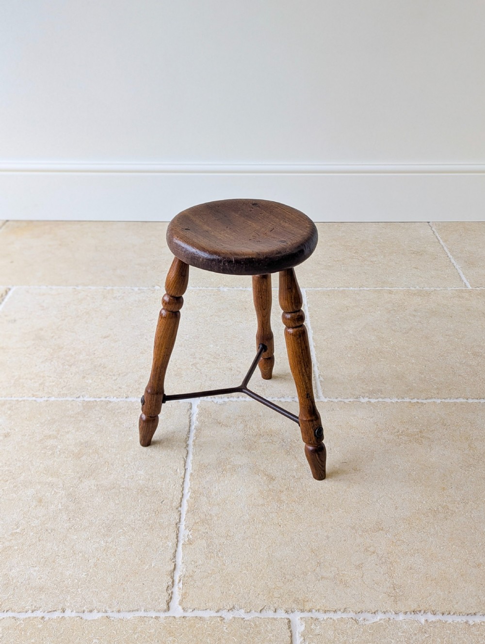 Antique Victorian Oak Three-Legged Country Stool c.1880 View VIII