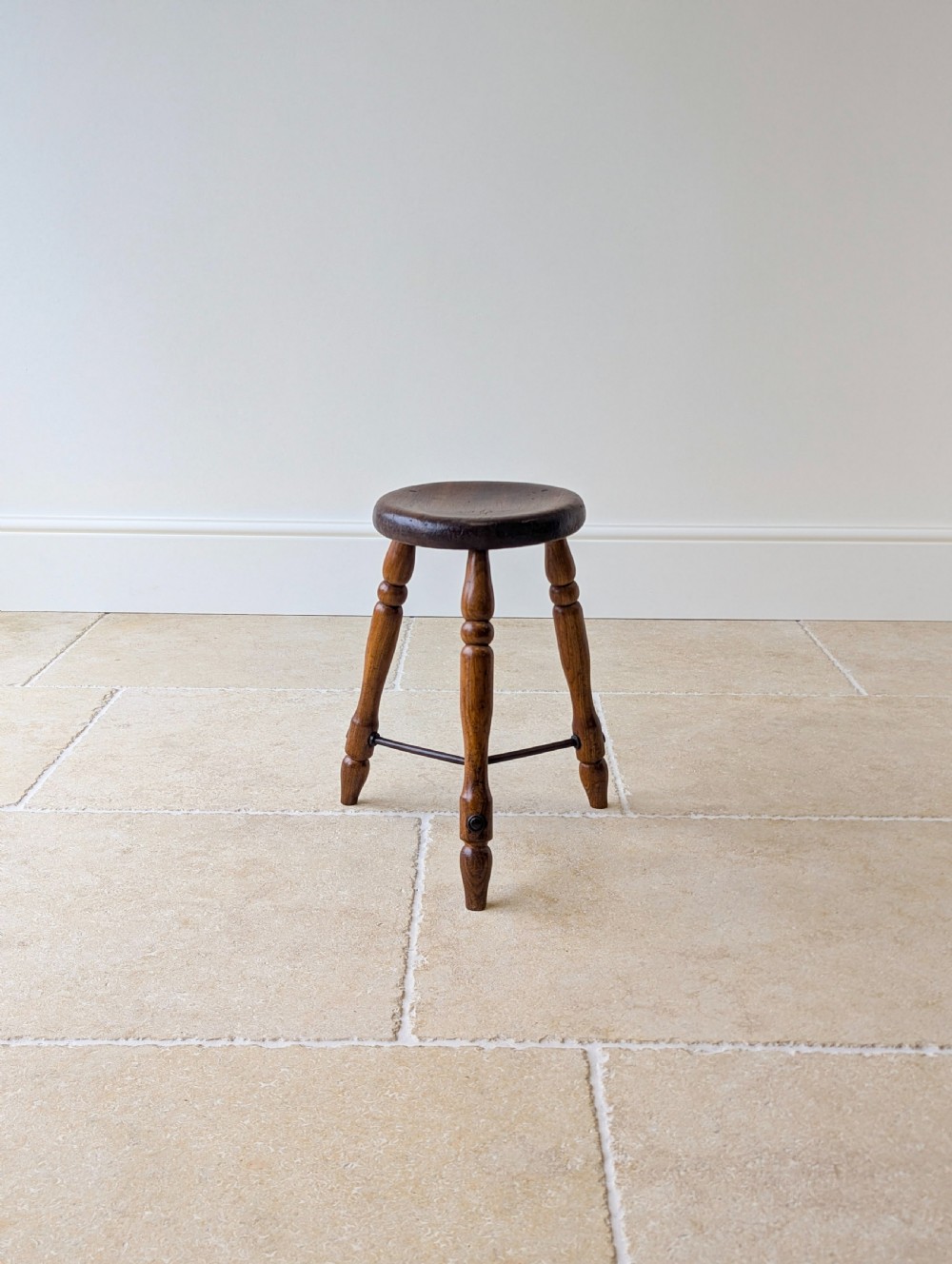 Antique Victorian Oak Three-Legged Country Stool c.1880 View X