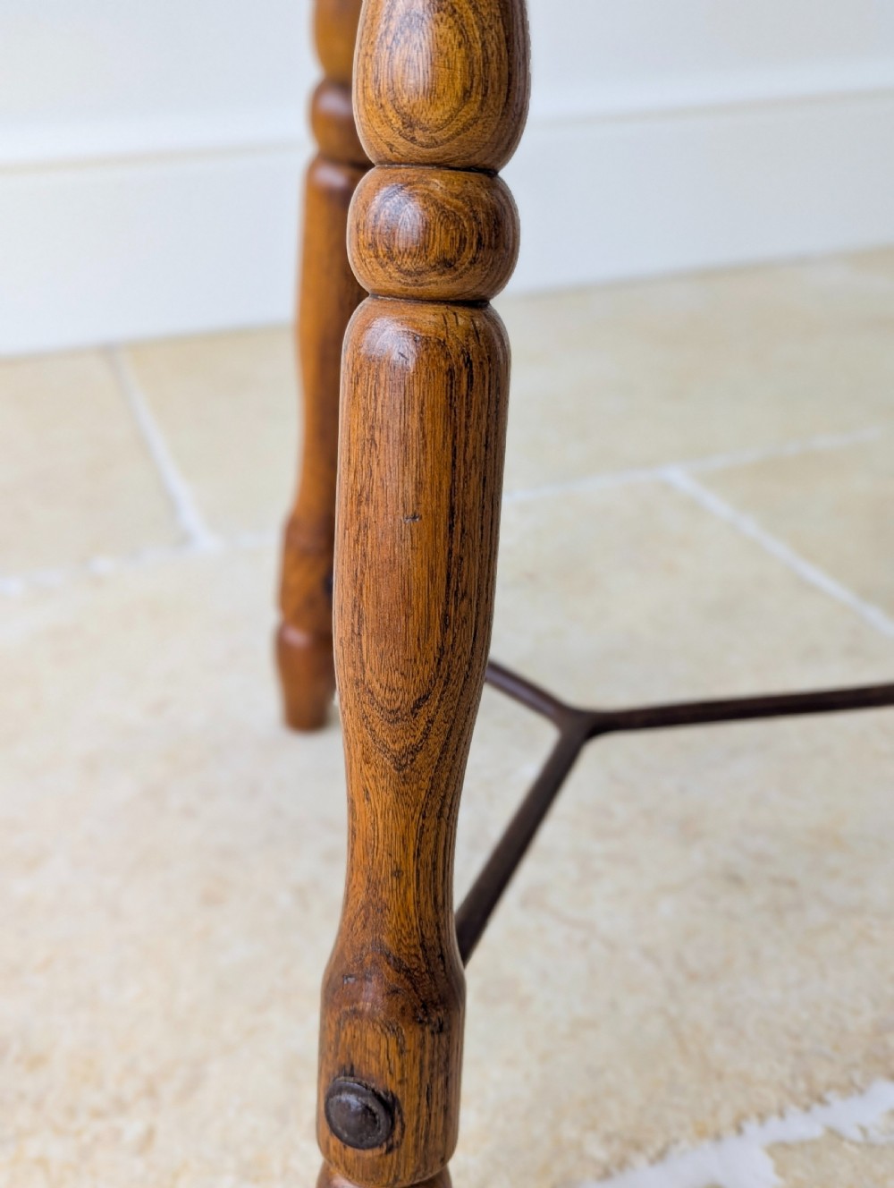Antique Victorian Oak Three-Legged Country Stool c.1880 View XI