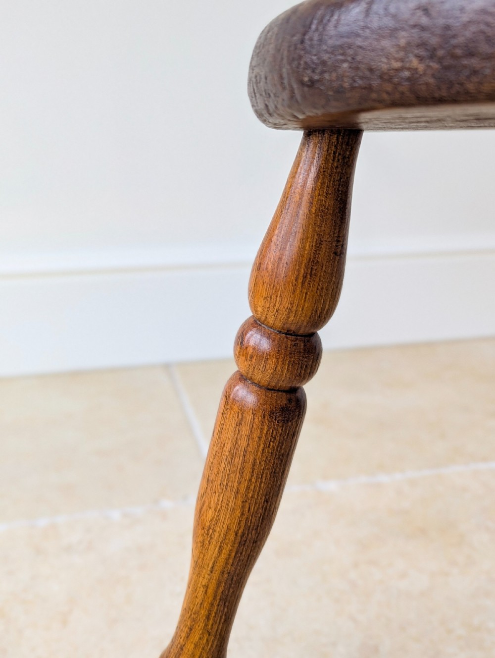 Antique Victorian Oak Three-Legged Country Stool c.1880 View XIV