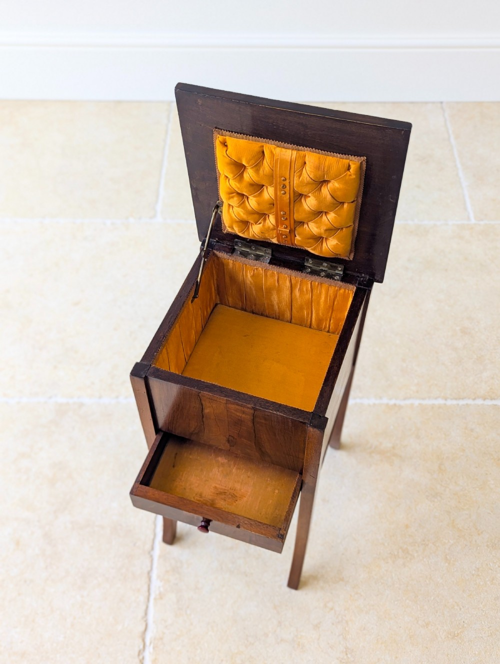 Antique Early 20th Century Walnut Sewing Table c.1920 View X