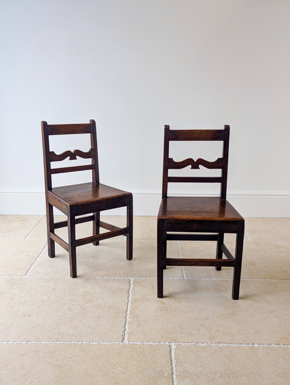 Pair of Antique Georgian Oak Country Side Chairs c.1800 View VI