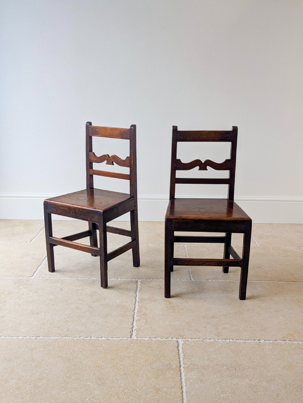Pair of Antique Georgian Oak Country Side Chairs c.1800 View VIII