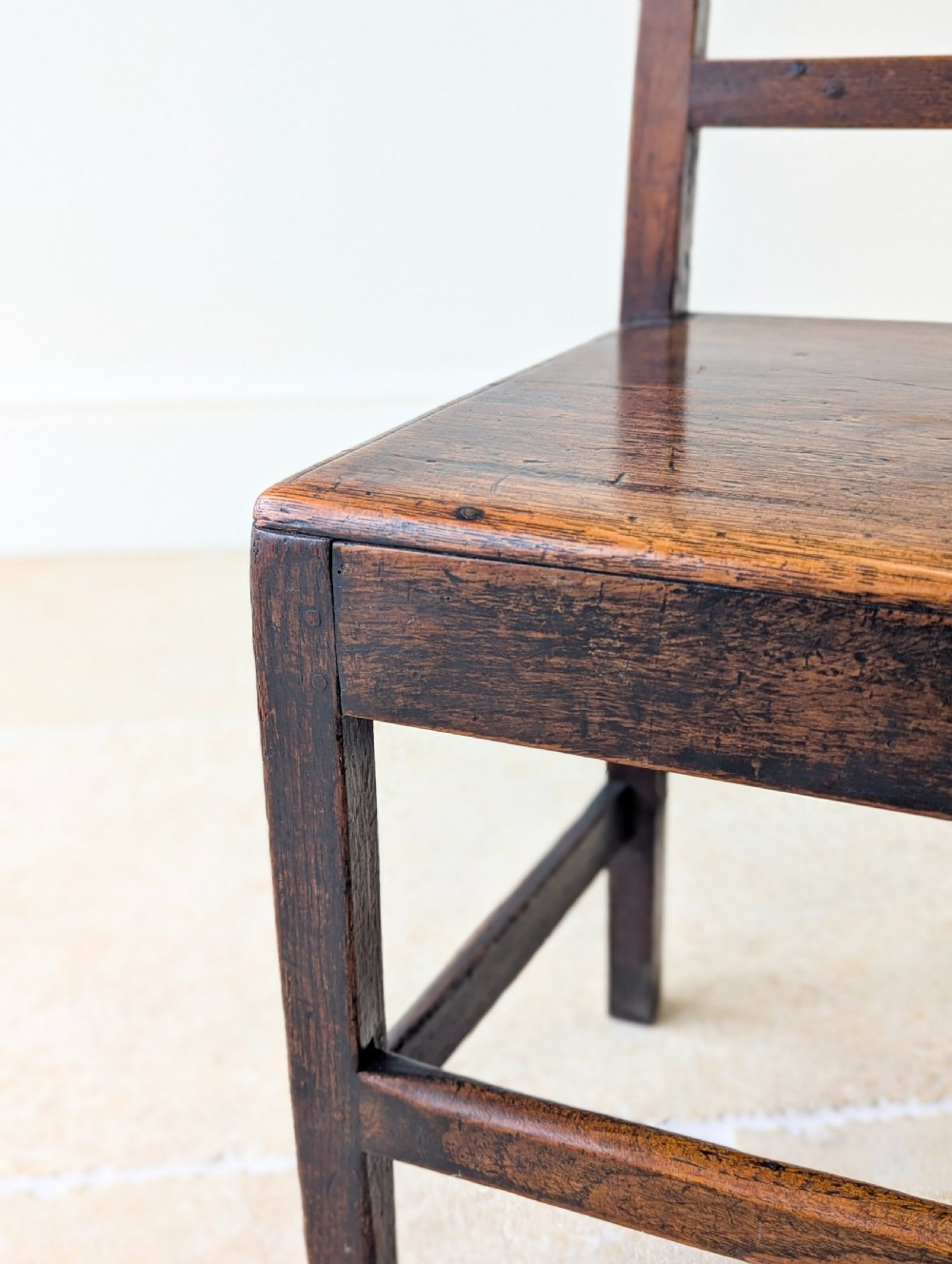 Pair of Antique Georgian Oak Country Side Chairs c.1800 View IX