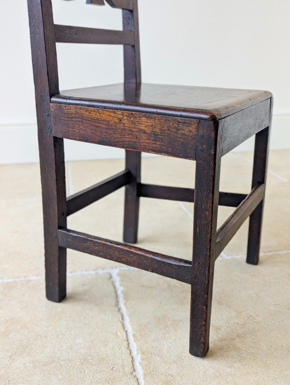 Pair of Antique Georgian Oak Country Side Chairs c.1800 View XI
