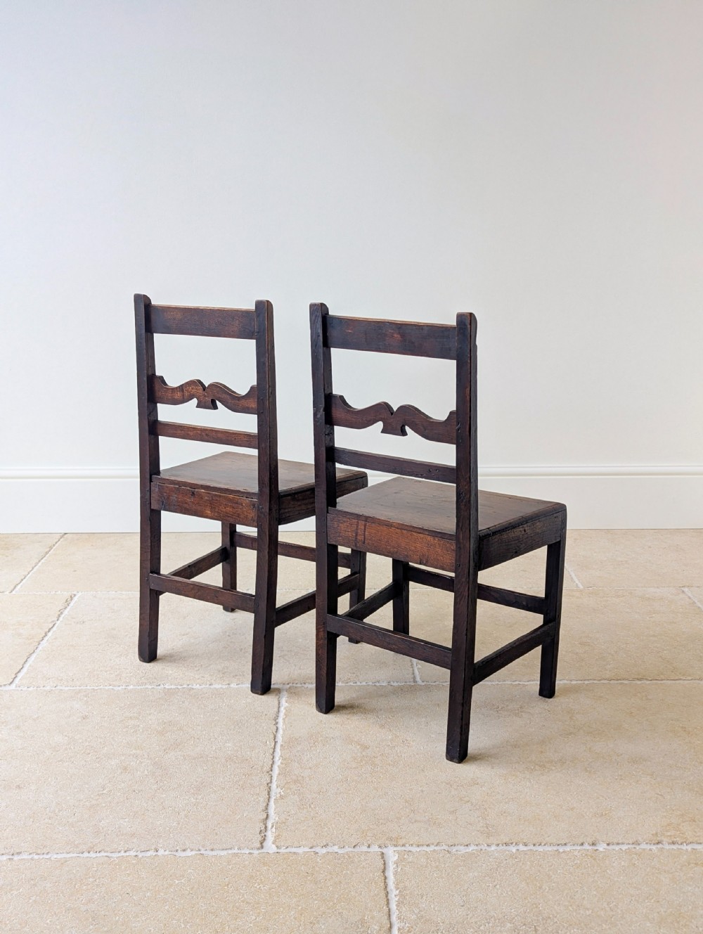 Pair of Antique Georgian Oak Country Side Chairs c.1800 View XIV