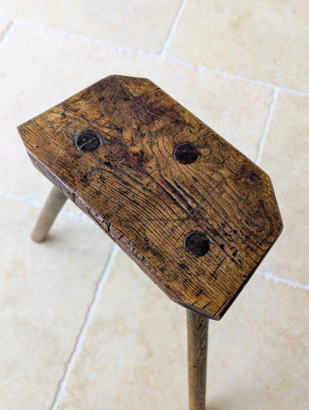 Antique Victorian Elm & Ash Cutler’s Stool c.1850 View IV