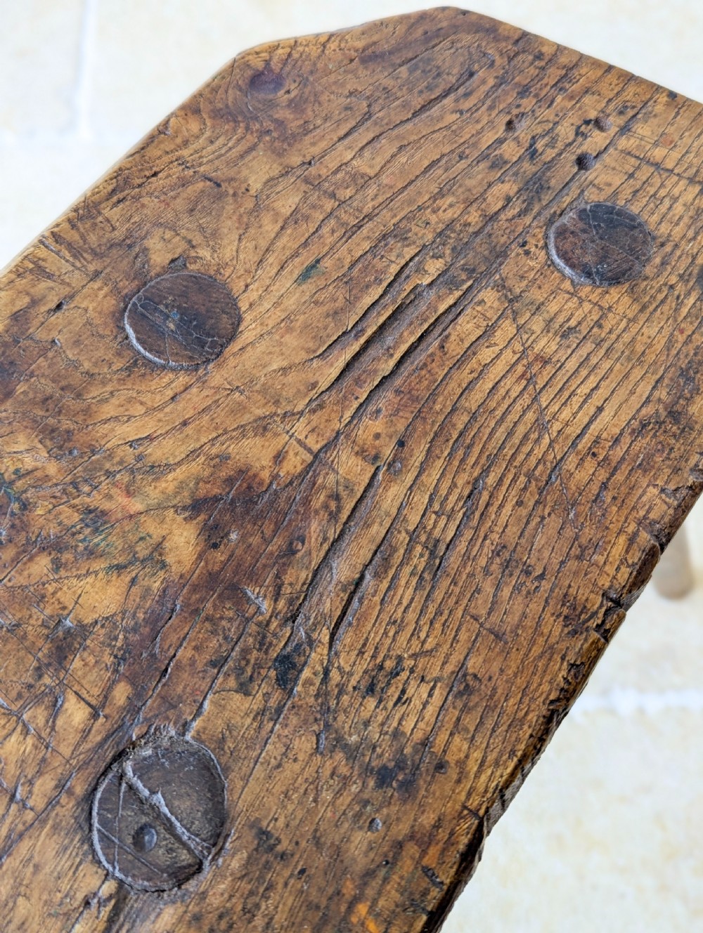 Antique Victorian Elm & Ash Cutler’s Stool c.1850 View VII