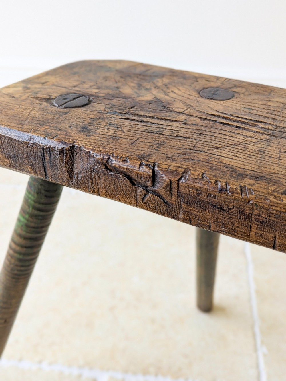 Antique Victorian Elm & Ash Cutler’s Stool c.1850 View XI