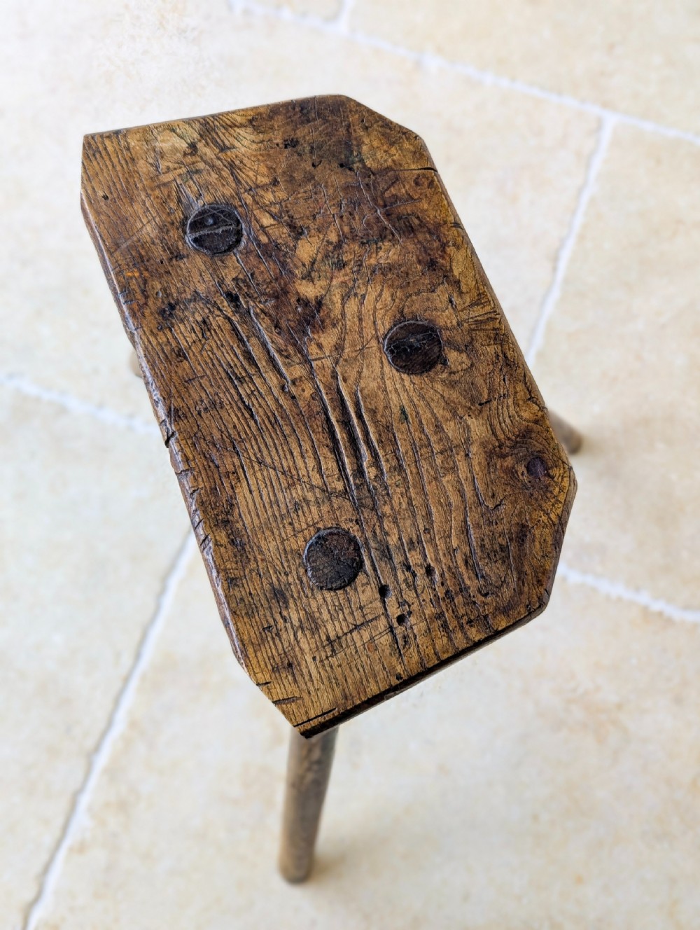 Antique Victorian Elm & Ash Cutler’s Stool c.1850 View XV