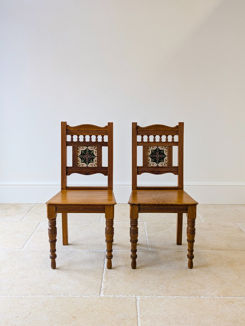 Pair of Antique Victorian Oak Side Chairs c.1890 View II