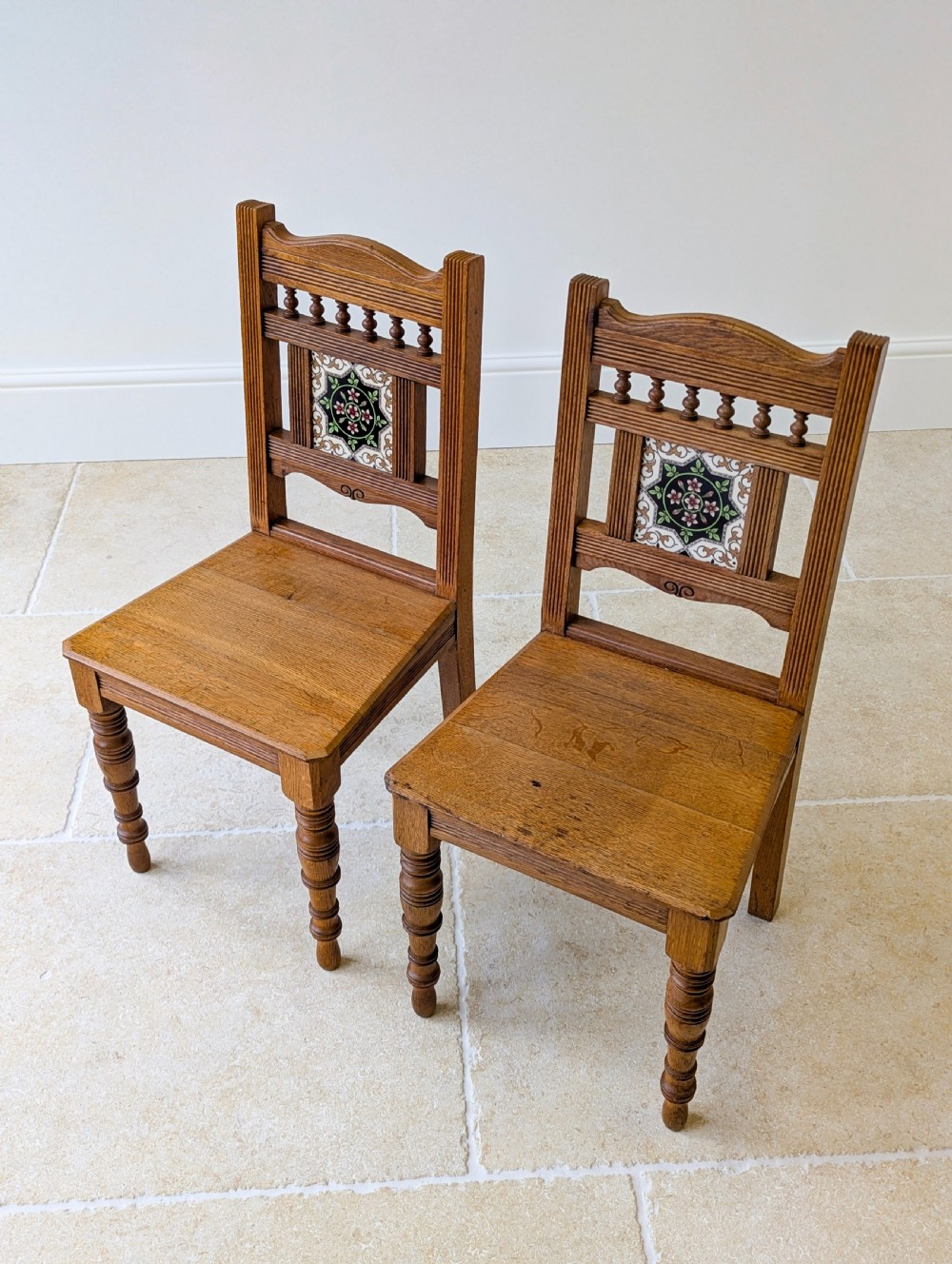 Pair of Antique Victorian Oak Side Chairs c.1890 View III