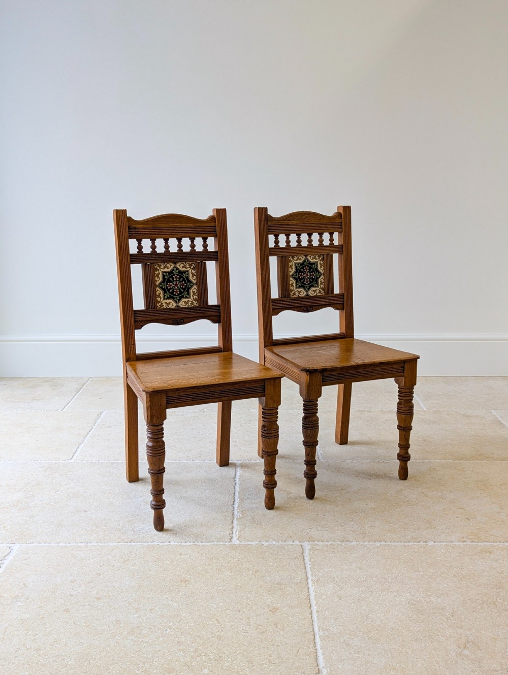 Pair of Antique Victorian Oak Side Chairs c.1890 View V