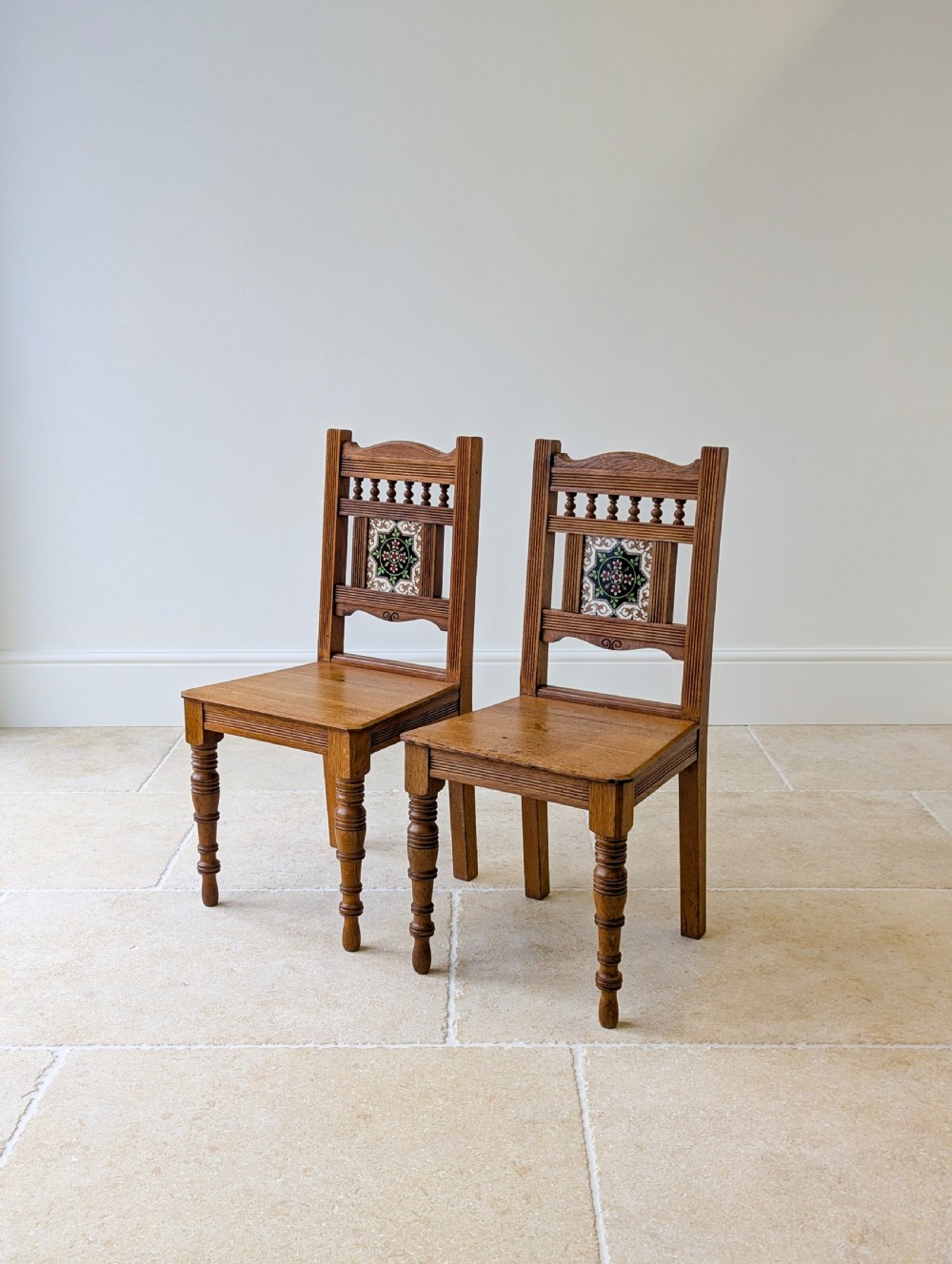 Pair of Antique Victorian Oak Side Chairs c.1890 View IX