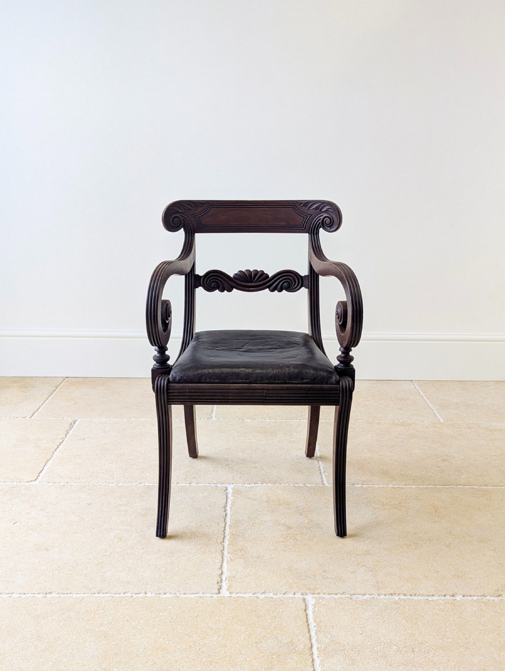 Antique Regency Mahogany Country House Library Armchair c.1820 View II