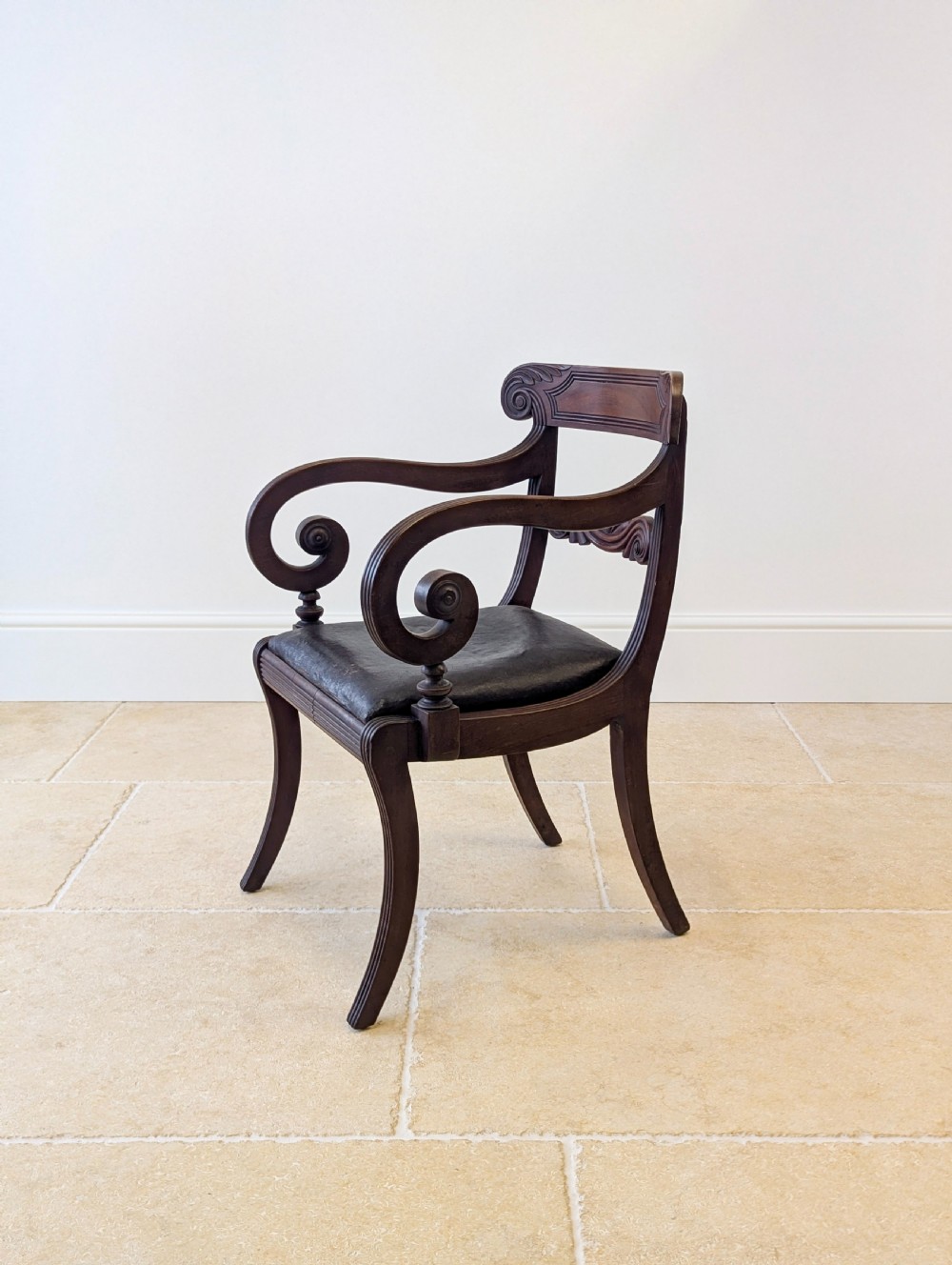 Antique Regency Mahogany Country House Library Armchair c.1820 View III