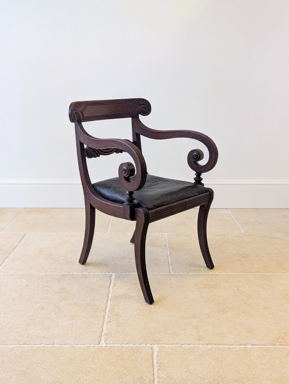 Antique Regency Mahogany Country House Library Armchair c.1820 View IV