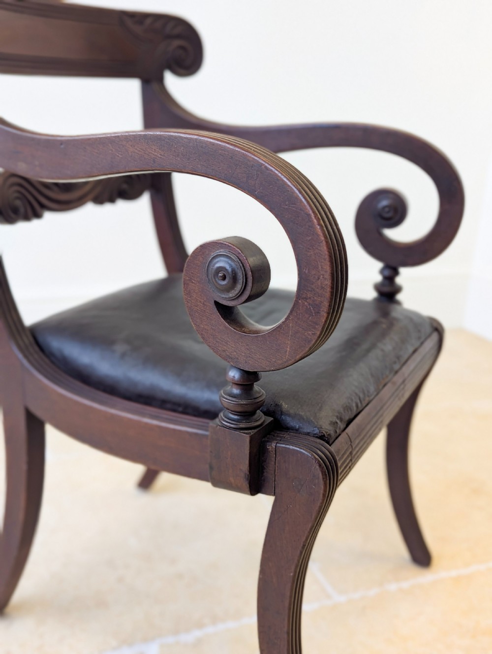 Antique Regency Mahogany Country House Library Armchair c.1820 View VII