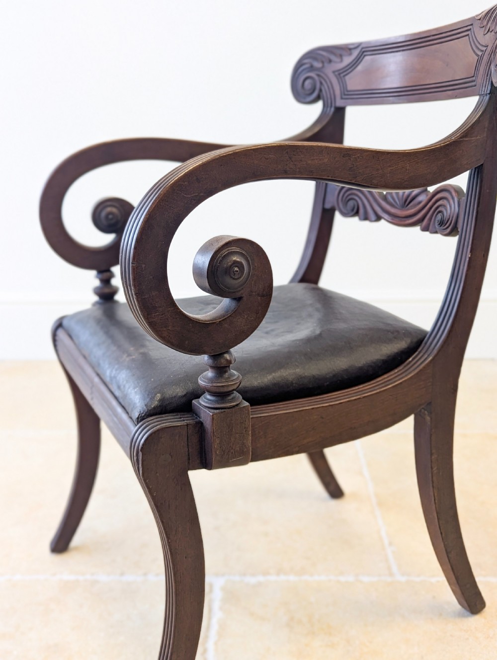 Antique Regency Mahogany Country House Library Armchair c.1820 View XIV