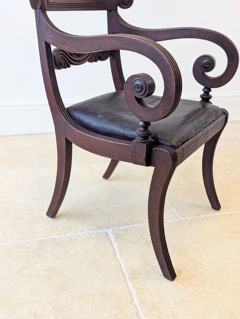 Antique Regency Mahogany Country House Library Armchair c.1820 View XVI