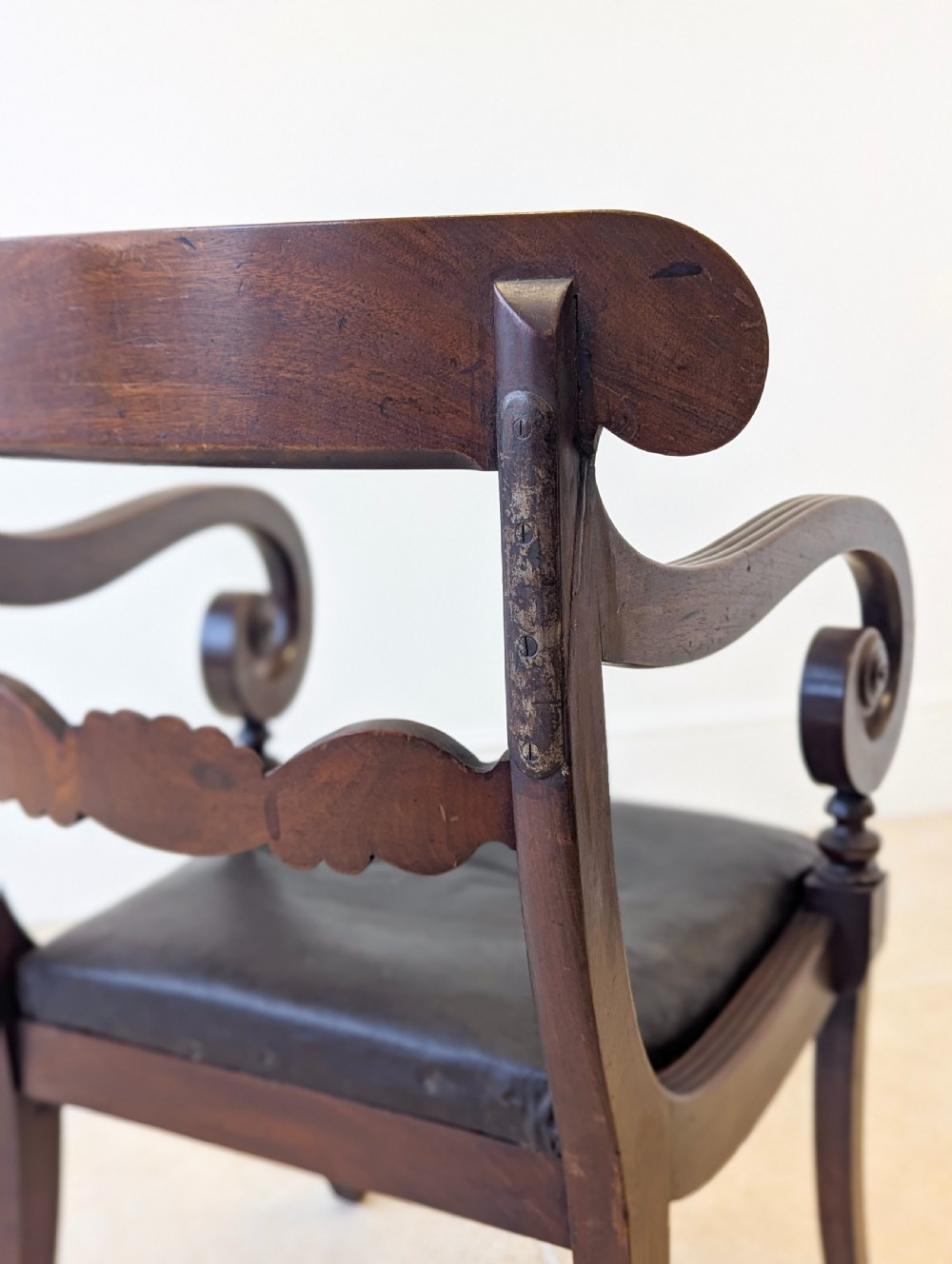 Antique Regency Mahogany Country House Library Armchair c.1820 View XIX