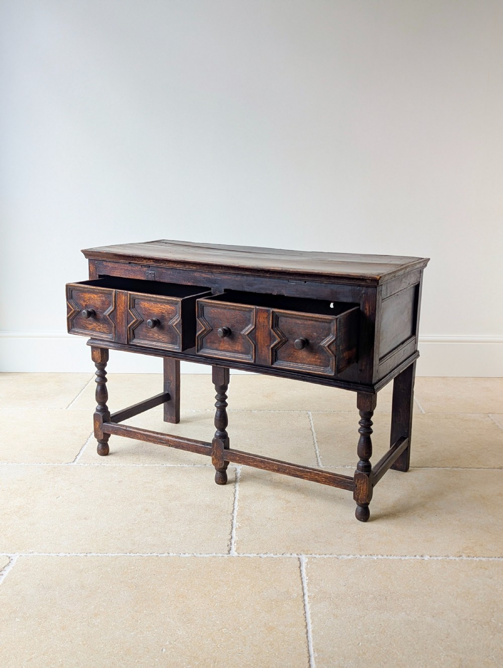 Antique Late 17th Century Oak Dresser Base c.1690 View IV