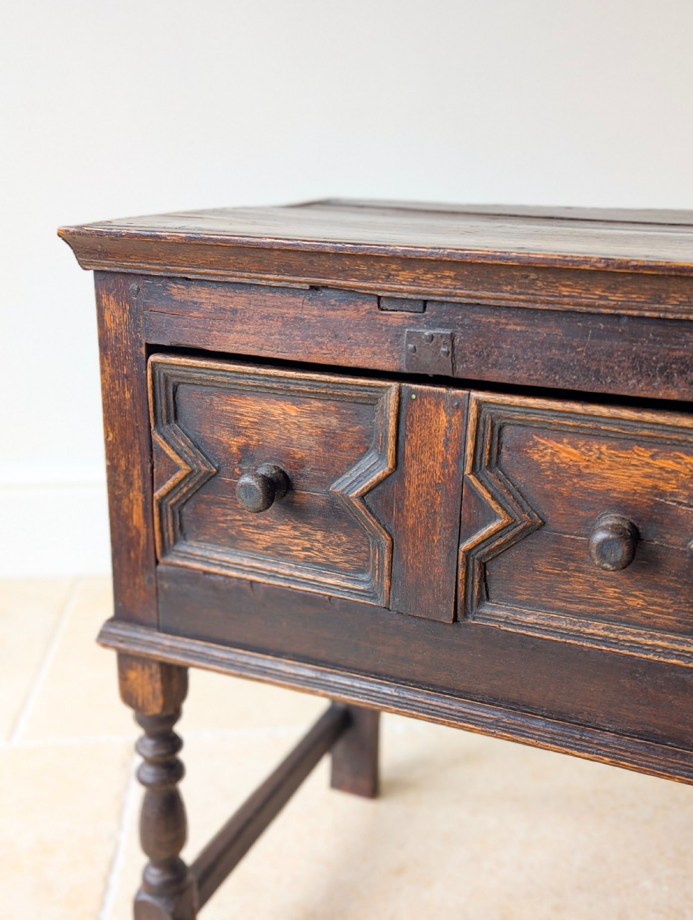 Antique Late 17th Century Oak Dresser Base c.1690 View V