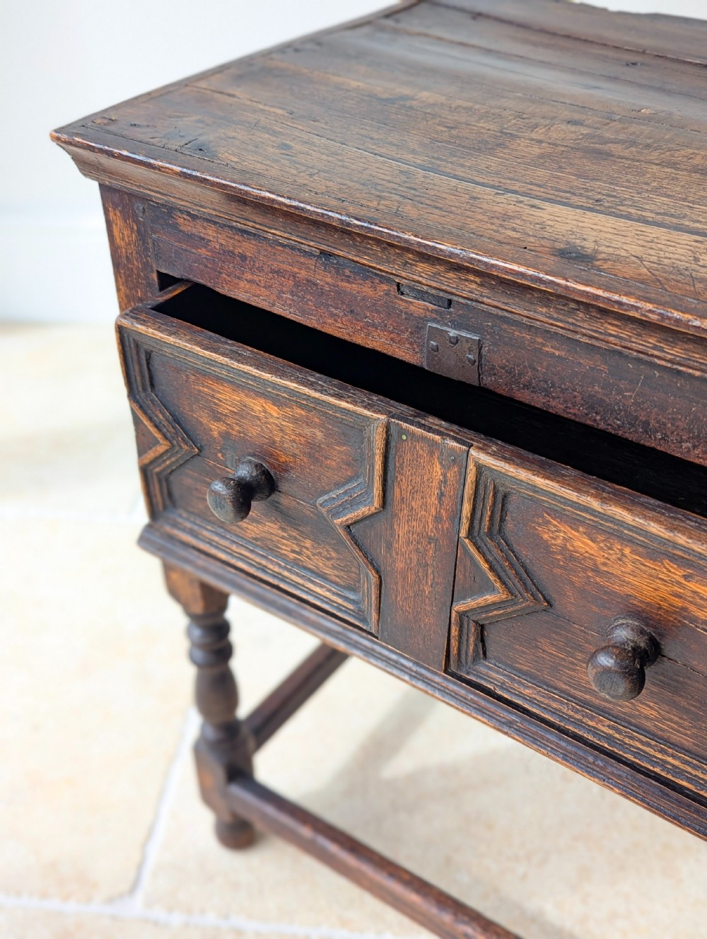 Antique Late 17th Century Oak Dresser Base c.1690 View XIV