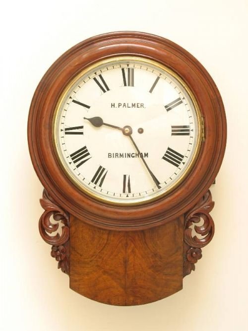 Burr Walnut Fusee Wall Clock Palmer Birmingham C1870