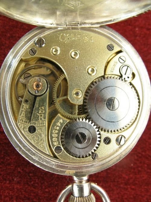 fig 1. SUPERB OMEGA SOLID SILVER POCKET WATCH 1935