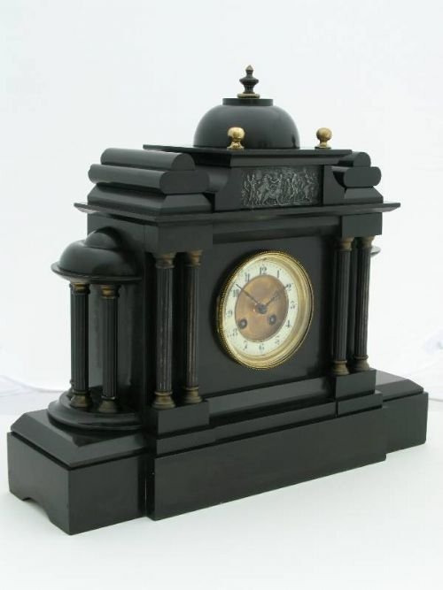 fig 1. IMPRESSIVE LARGE JAPY FRERES BLACK SLATE MANTEL CLOCK