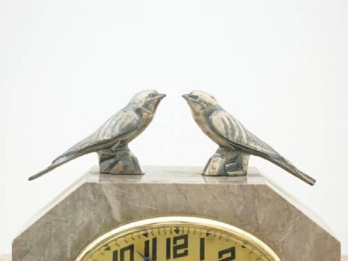 fig 1. SUPERB ART DECO MARBLE MANTEL CLOCK WITH BIRDS C1930