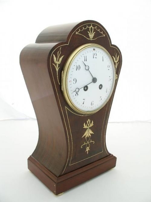 fig 1. BEAUTIFUL MAHOGANY MANTEL CLOCK BY SAMUEL MARTI C1890